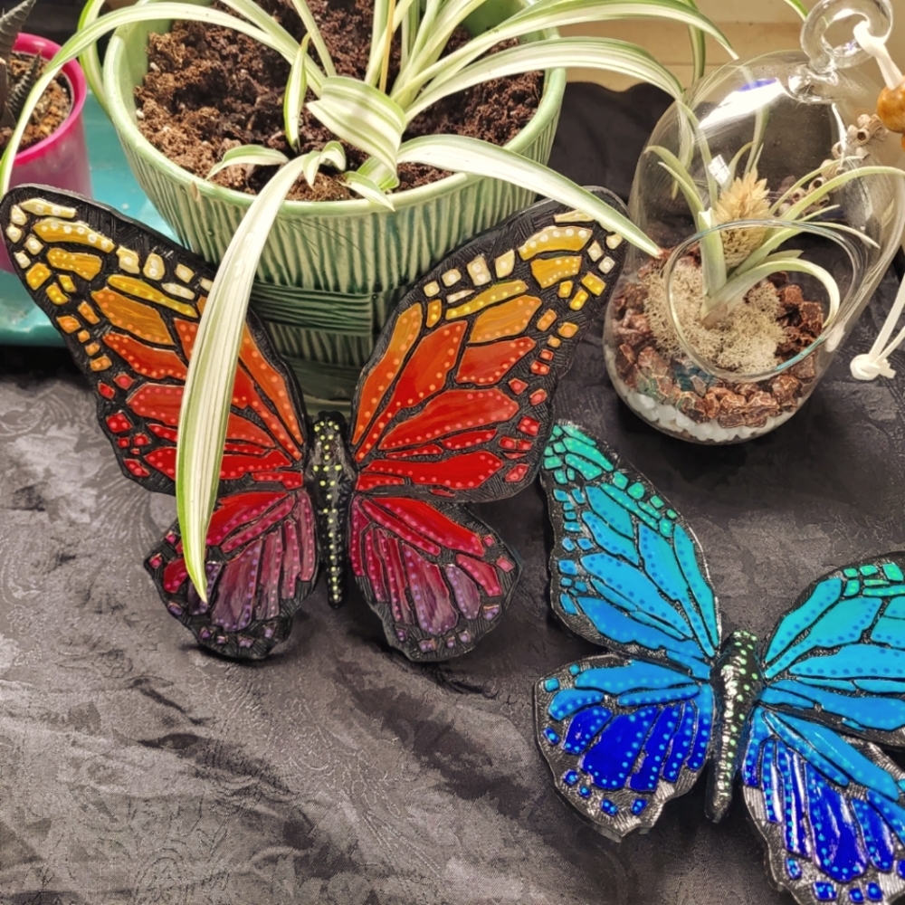 Pair of Handpainted, 3-D Monochromatic Butterflies 🦋💕